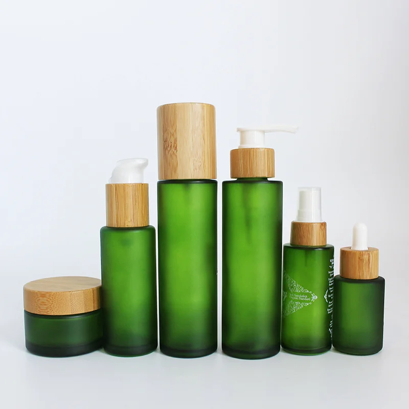 dark green glass cosmetic containers