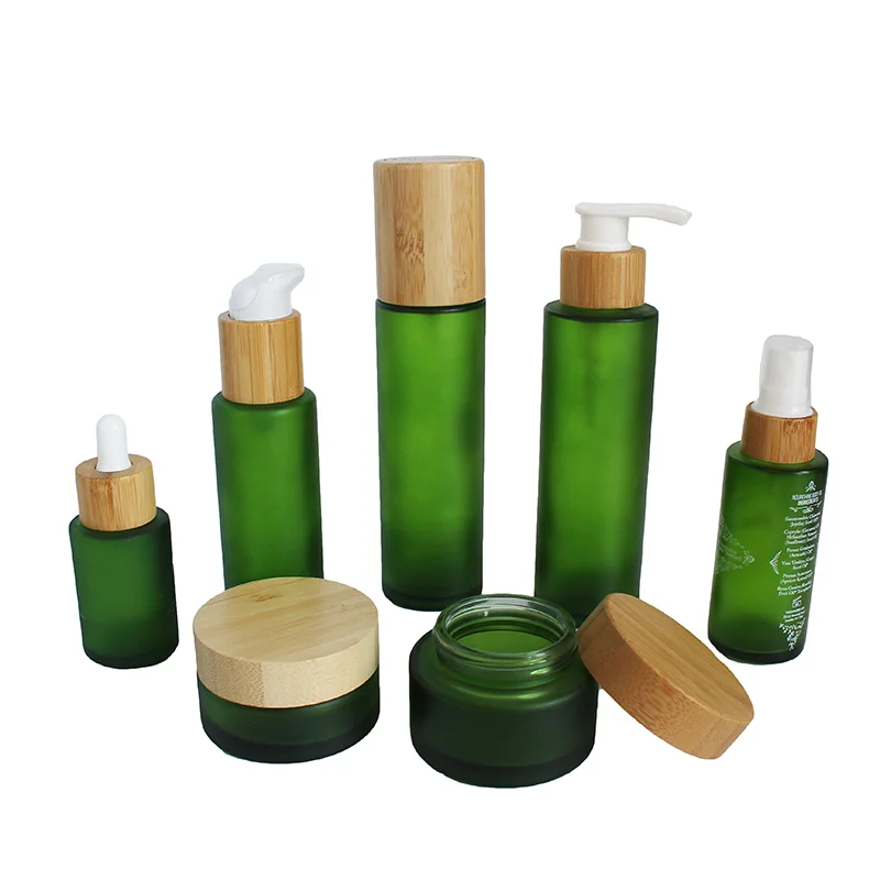 green glass packaging for skin care products