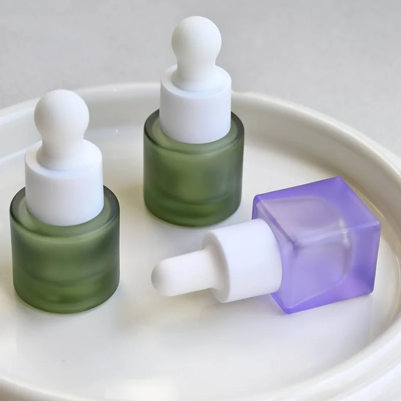 matte glass eye serum dropper bottles