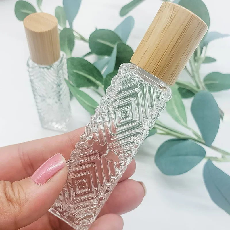 perfume oil 10ml roller bottle with bamboo lid