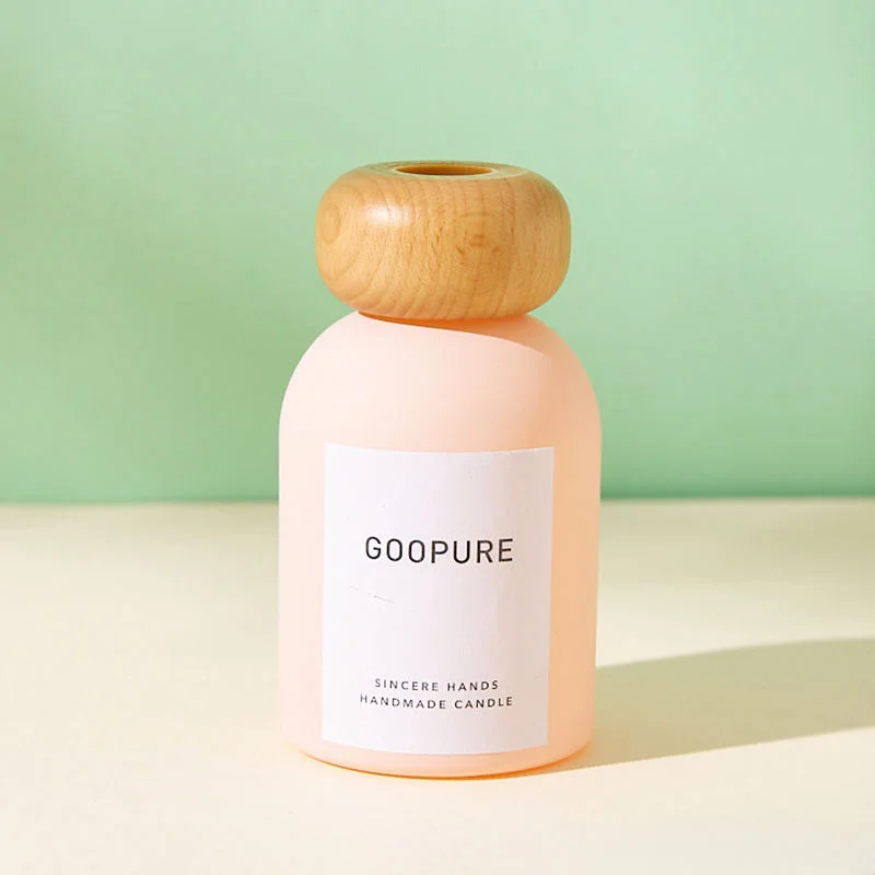 pink diffuser bottle with bamboo lid