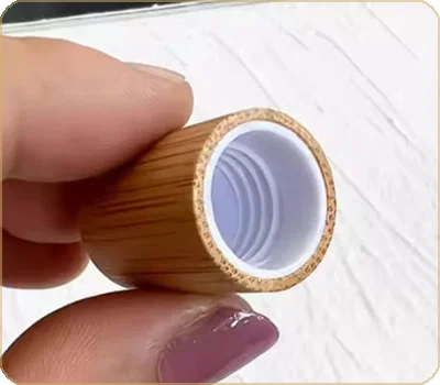 bamboo wooden cap for roller bottle