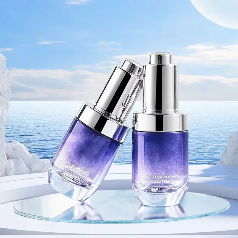 purple glass dropper bottles