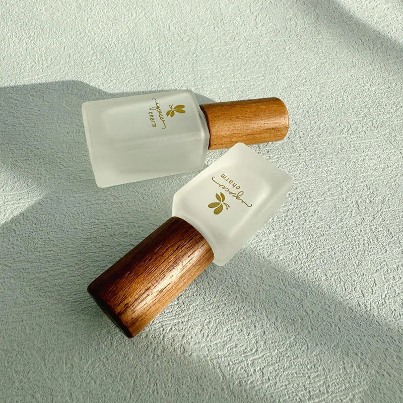 square frosted glass essential oil roller bottle