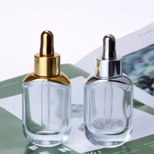 30ml serum bottle with gold silver shoulder dropper bottle