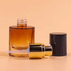 empty amber glass perfume bottle