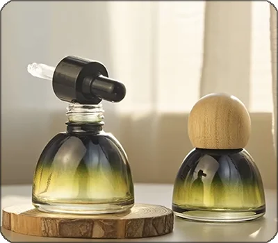 glass dropper and wooden cap