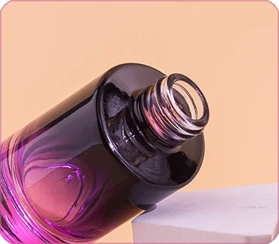 smooth screw on neck of purple perfume bottle