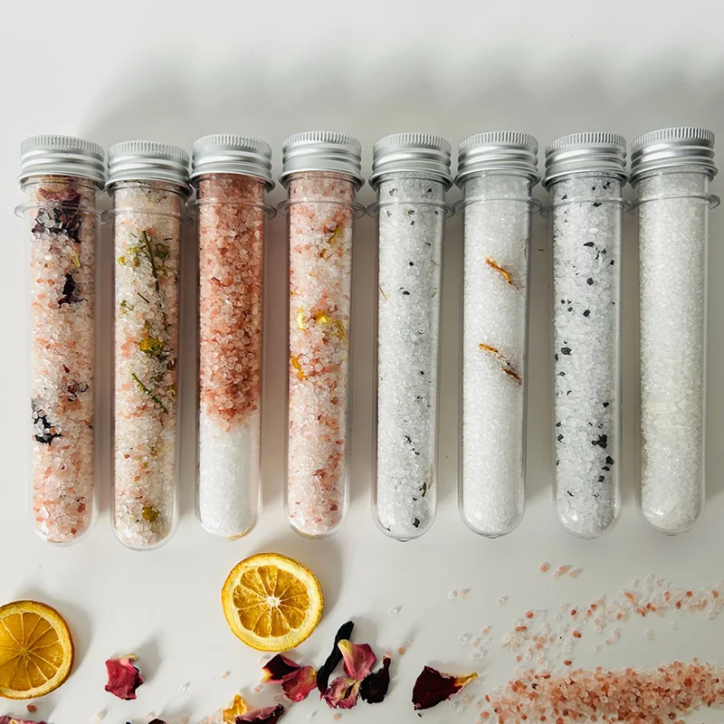 clear plastic test tubes with aluminum screw cap