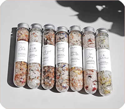 custom printed label bath salt packaging
