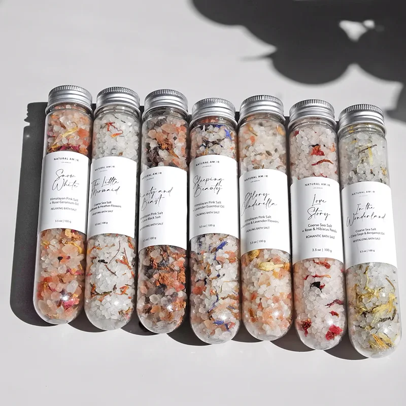 essential oil bath salt tube