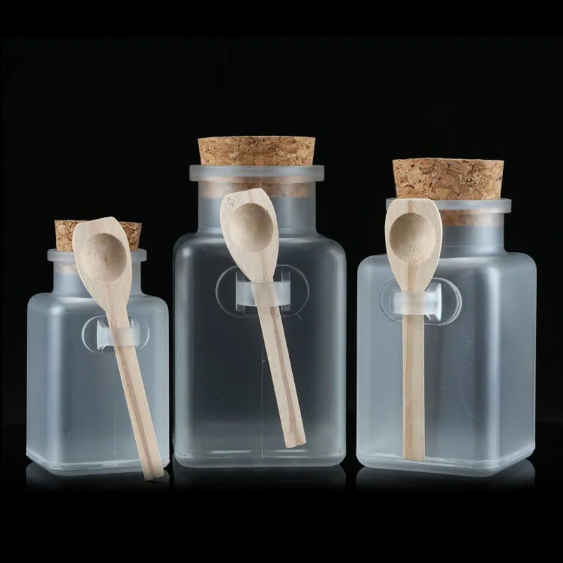 plastic bath salt container with scoop