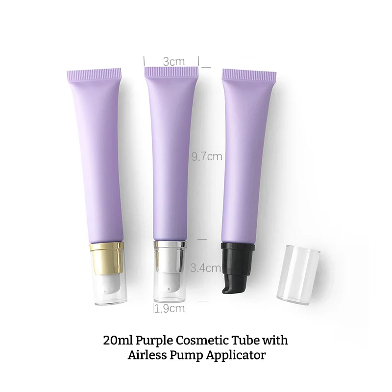 eye cream purple tube with airless pump applicator